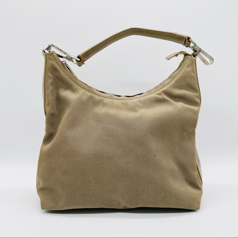 Gucci Vintage 90's Canvas Army Green Hobo Shoulder Bag